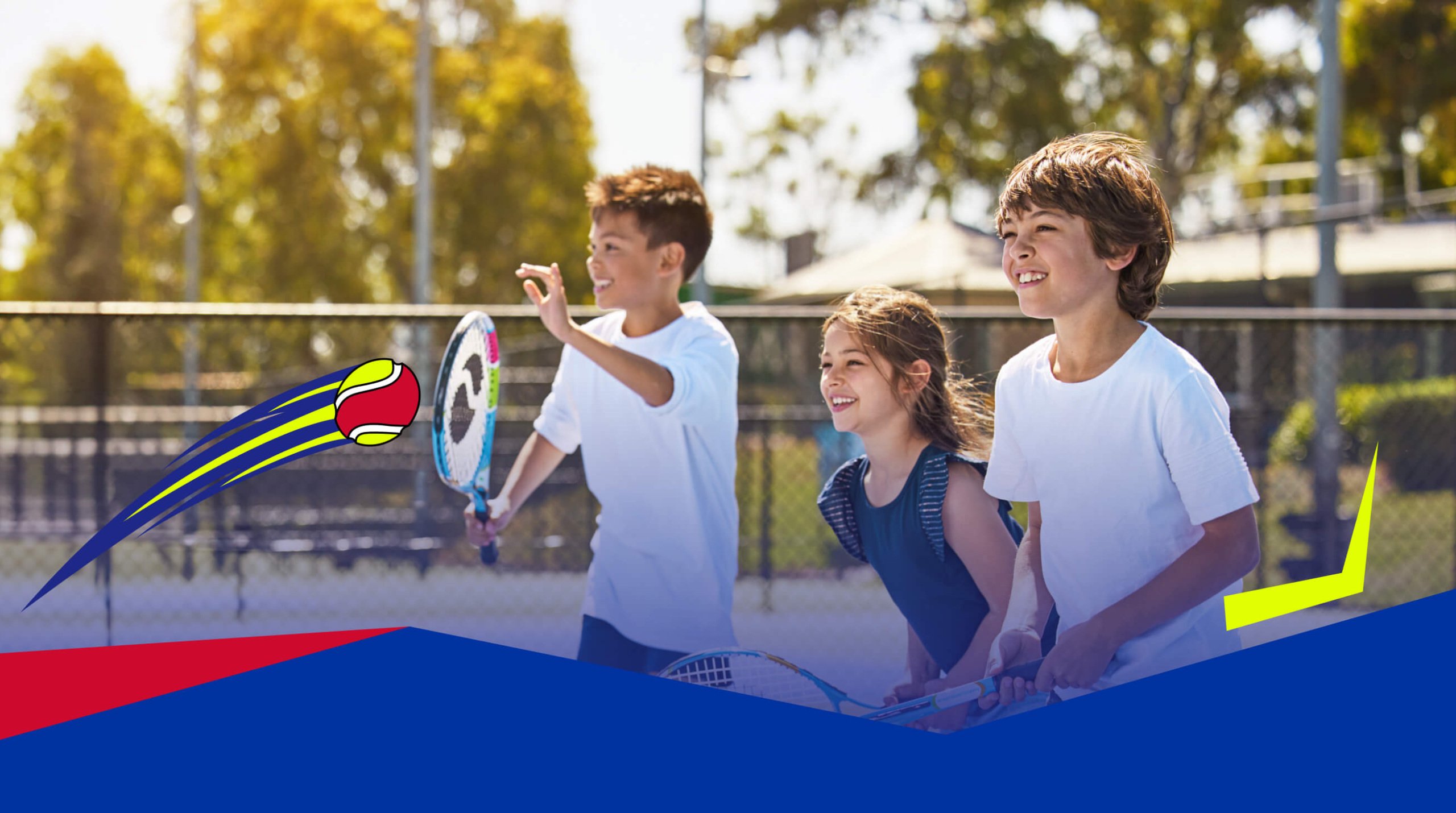 Photo of kids on tennis court